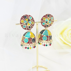 Multicolour Traditional Style Jhumka Earrings