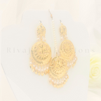 Gold Leaf Pearl Earring Tikka Set