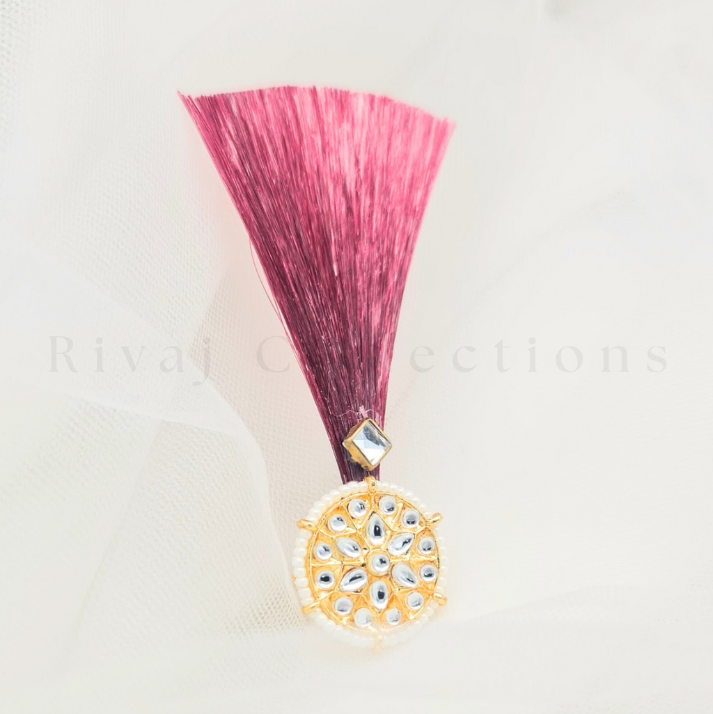 Maroon Faux Kundan Kalgi