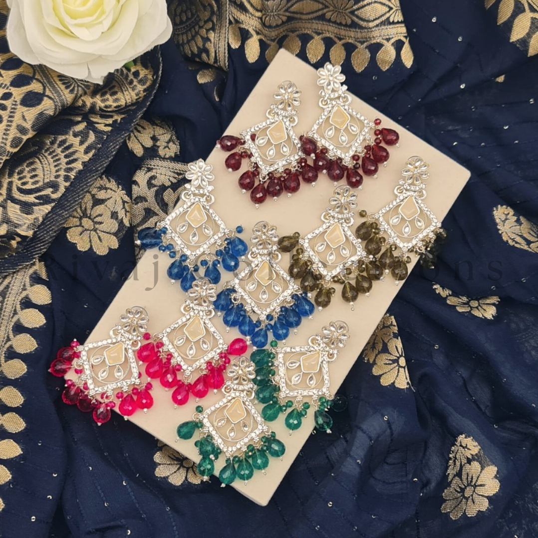 Silver Clear Crystal Diamond Drop Earrings