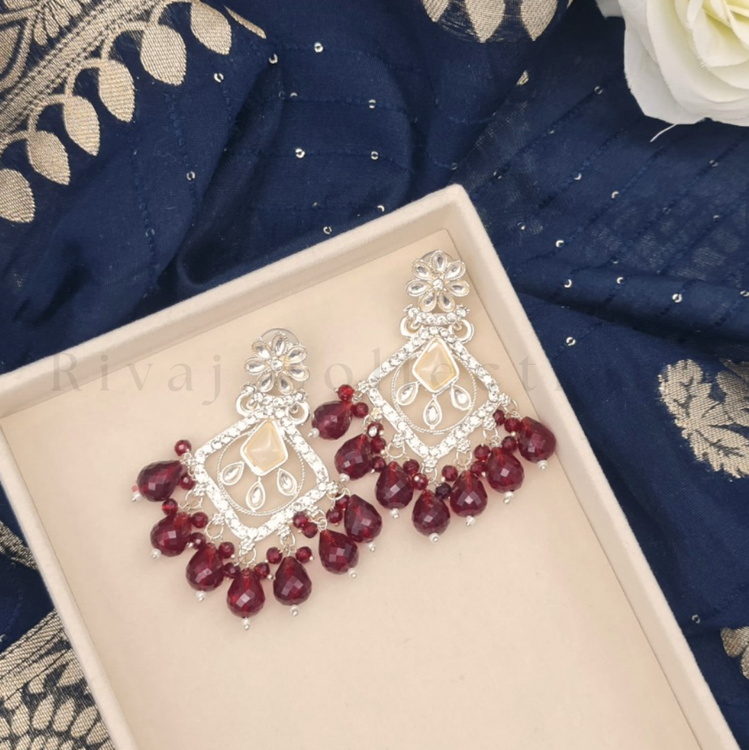 Silver Clear Crystal Diamond Drop Earrings