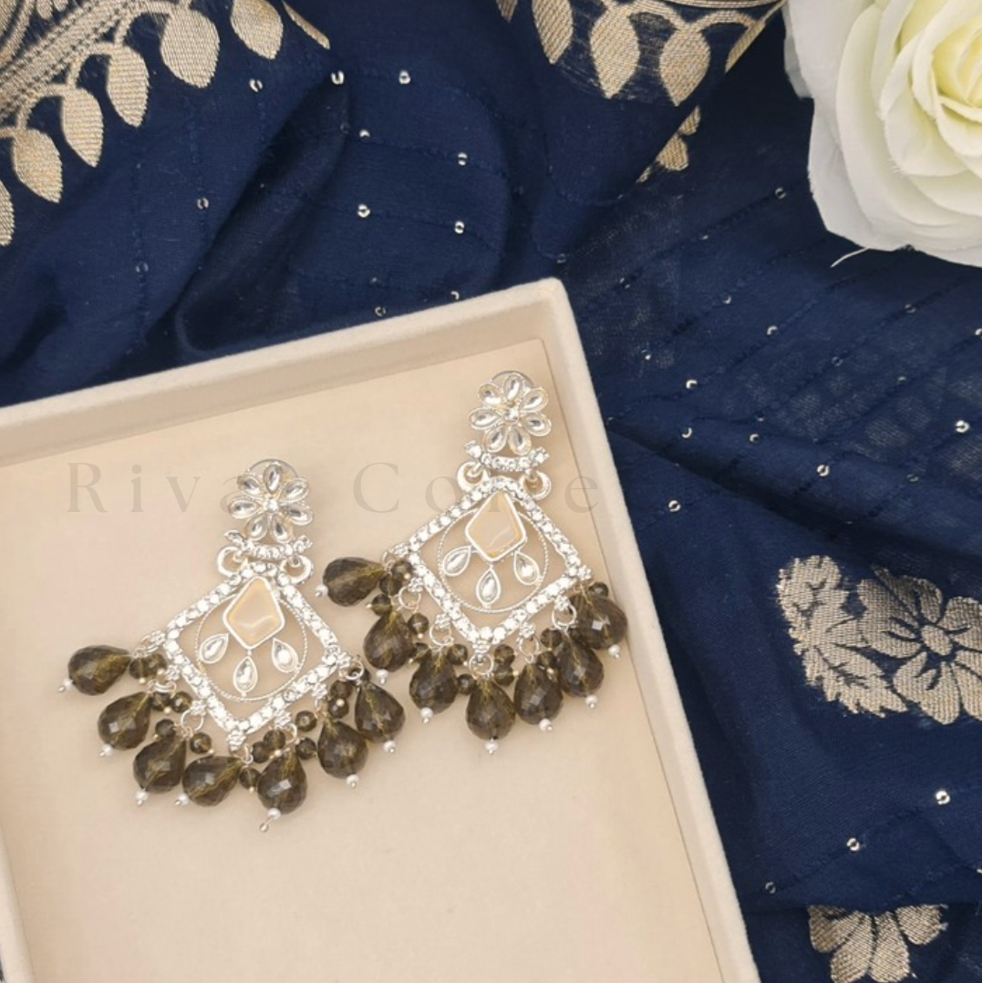 Silver Clear Crystal Diamond Drop Earrings