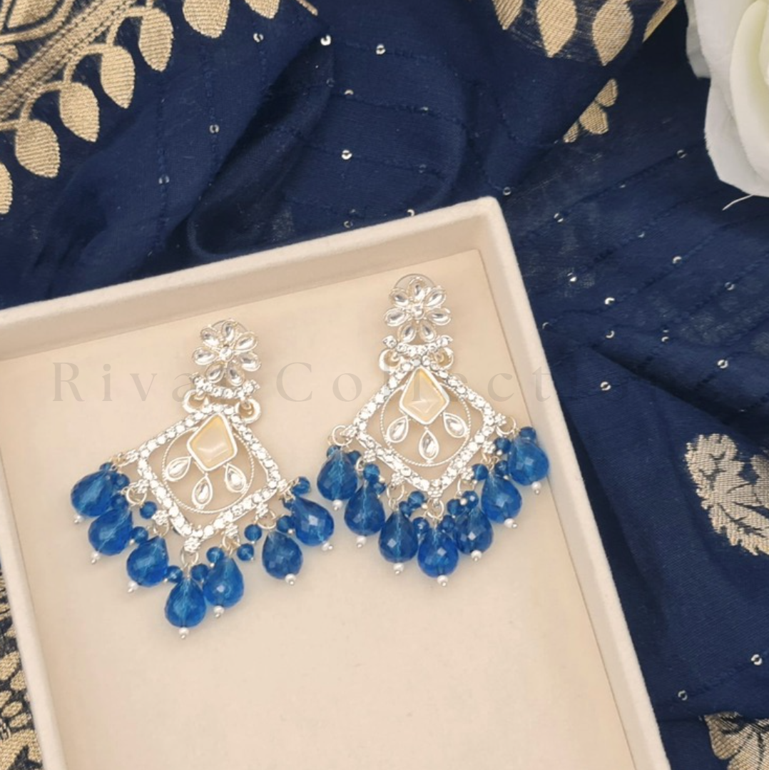 Silver Clear Crystal Diamond Drop Earrings