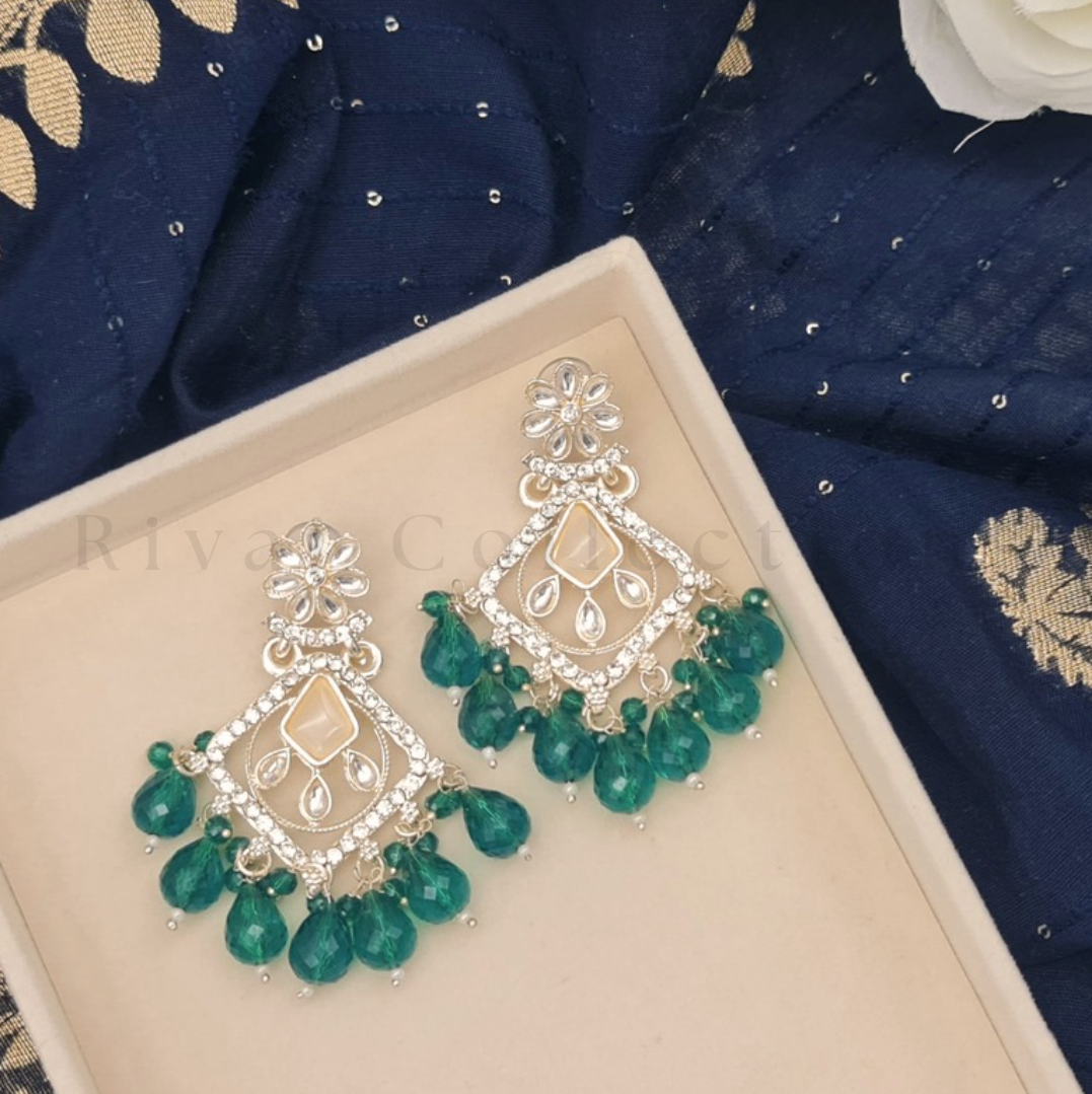 Silver Clear Crystal Diamond Drop Earrings