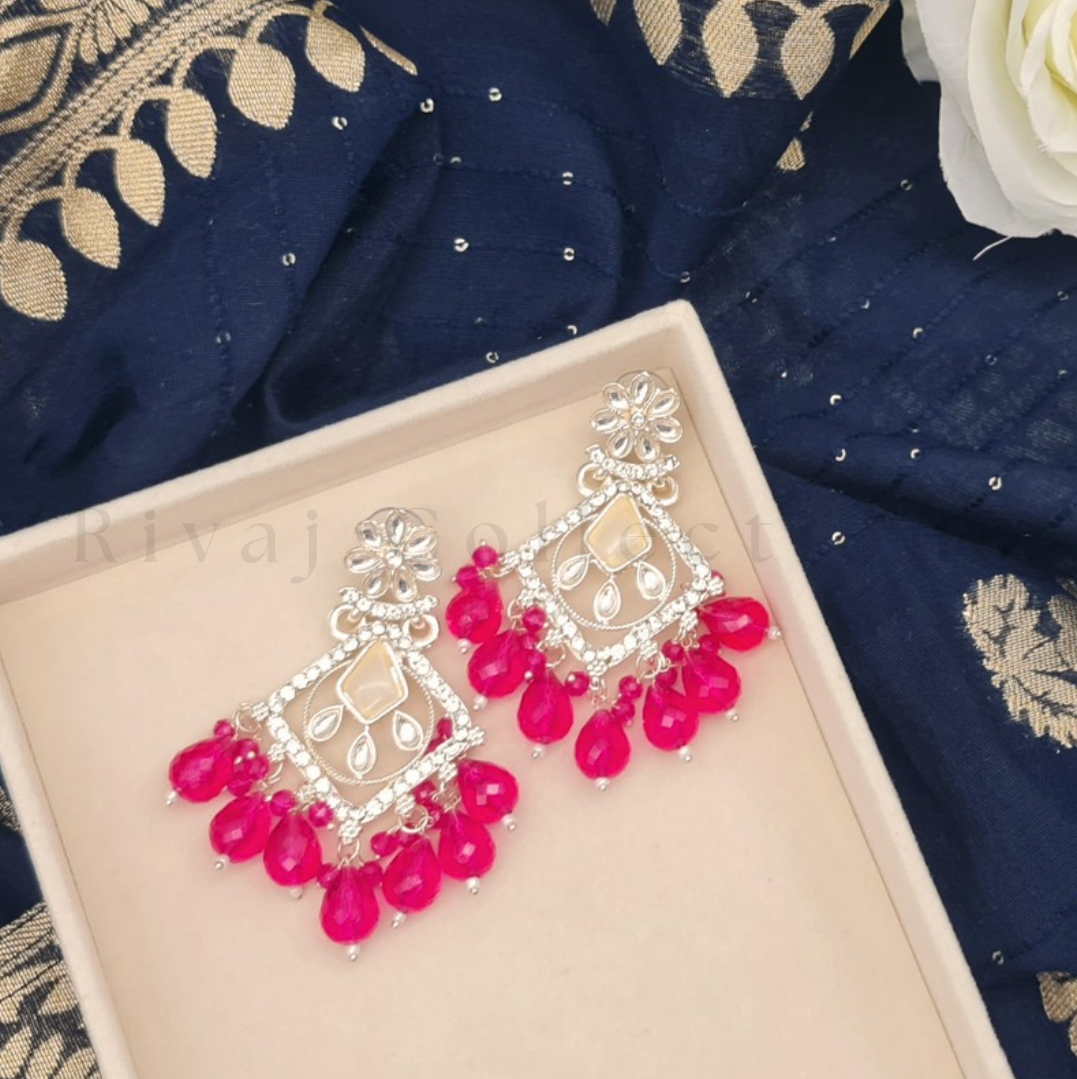 Silver Clear Crystal Diamond Drop Earrings