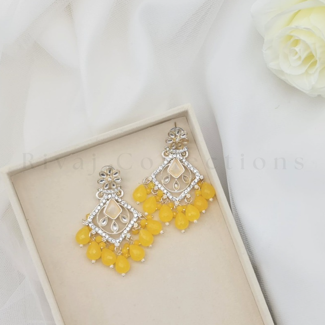 Silver Frosted Crystal Diamond Drop Earrings