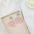 Silver Frosted Crystal Diamond Drop Earrings