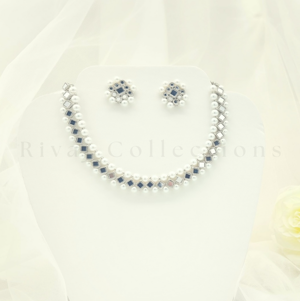 White Pearl Mirror Choker Set