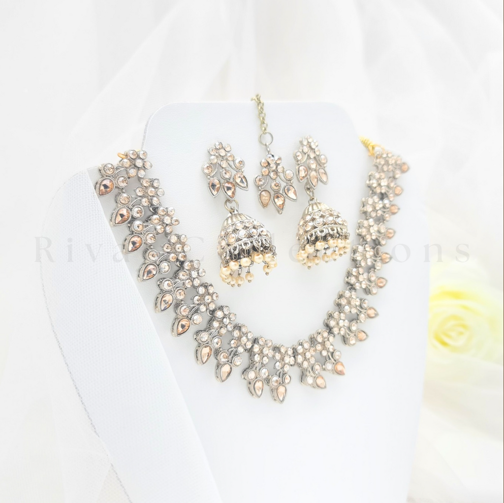 Flower Garden Stonework Diamante Choker Set