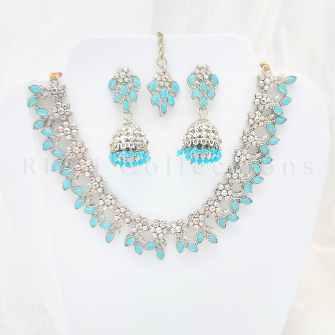 Flower Garden Stonework Diamante Choker Set