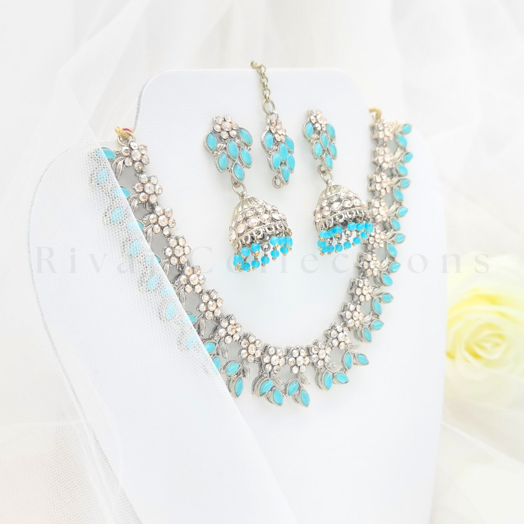 Flower Garden Stonework Diamante Choker Set